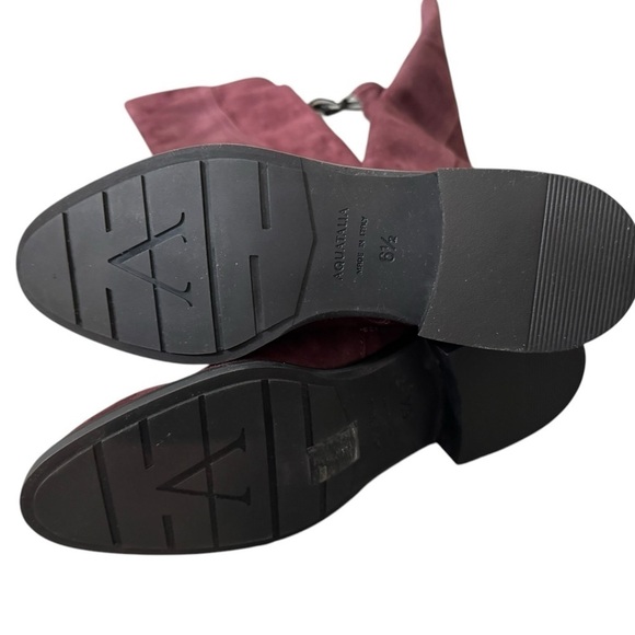 Aquatalia Norina Stretch Suede Over the Knee Riding Boots Deep Wine 6.5 - Picture 9 of 9